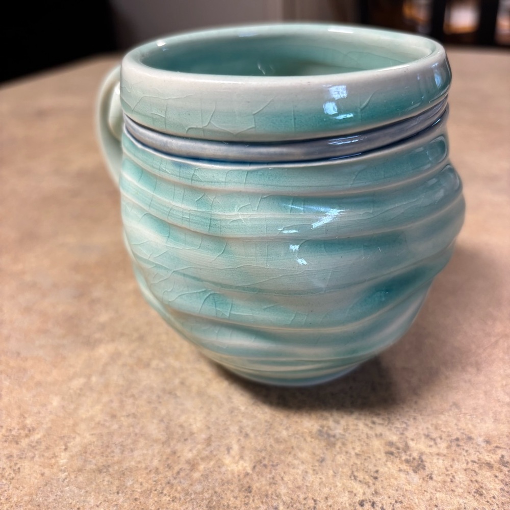 Mug teal/green/blue by Mindy Chaffin of the Sitka Center PNW unique handmade